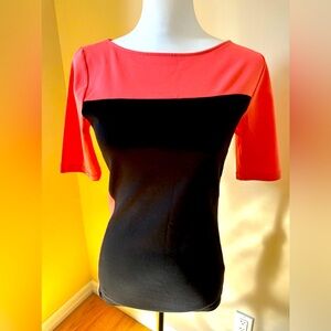 NWT Lauren Ralph Lauren blouse, black and coral, size M